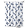 thumbnail image 1 of Navy Blue Beach Starfish Shower Curtain Set, Waterproof Shower Curtains for Bathroom, Summer Ocean Nautical Coastal Washable Fabric Cloth Bath Curtain for Bathtub Decoration with Hooks 48x72 Inches, 1 of 6
