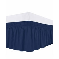 Navy Blue Bed Skirt Queen Size 18" Drop Solid Color Ruffled Wrap Around Bed Skirts Adjustable Elastic Bedskirt Dust Ruffle for Queen Size Bed