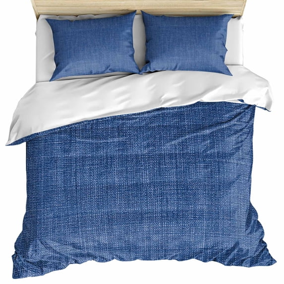 Navy Blue Bedding 3 Piece Duvet Cover Set Twin Size, Vintage Country Monochrome Farmhouse Soft Microfiber Comforter Cover with Zipper Closure & Pillowcases, Wrinkle & FadeResistant Quilt Cover