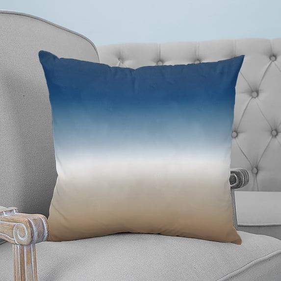 Navy Blue Beige Ombre Cream Throw Pillow Covers, Soft Pillowcases with Invisible Zipper, Modern Abstract Art Aesthetics Square Pillow Cushion Covers for Living Room Couch Sofa Bed 16x16 Inches
