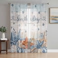thumbnail image 1 of Navy Blue Beige Starfish Sheer Curtains 63 Inch Length 2 Panels Set, Coastal Nautical Summer Coral Shell Voile Window Treatment Curtains Sheers Drapes for Bedroom/Living Room/Kitchen 52x"63"x2, 1 of 7