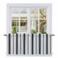 thumbnail image 1 of Navy Blue Beige Tier Curtains, Retro Simple Abstract Vertical Stripes Light Filtering Kitchen Curtains, 2Pcs Rod Pocket Half Window Treatments Panels for Sink Cafe Cabinet Camper 27.5x36 Inches, 1 of 9