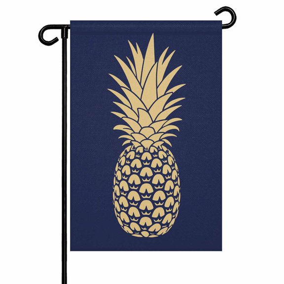 Navy Blue Big Pineapple Garden Flags for Outside Abstract Yellow Fruit Double Sided Yard Flags Outdoor House Decoration, Small 12X18 Inch