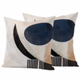thumbnail image 1 of Navy Blue Black Abstract Art Outdoor Waterproof Pillow Covers, Modern Aesthetic Geometric Decorative Square Throw Pillowcase Sofa Cushion Sham for Patio/Couch/Chair, 18"x18" 2 Pack, 1 of 8