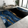 thumbnail image 1 of Navy Blue Black Area Rug, Luxury Golden Twisted Stripes Indoor Kids Rugs, With Non Slip Backing Washable Rug For Living Room Bedroom Study Office Decor Floor Mat 5x8ft, 1 of 6