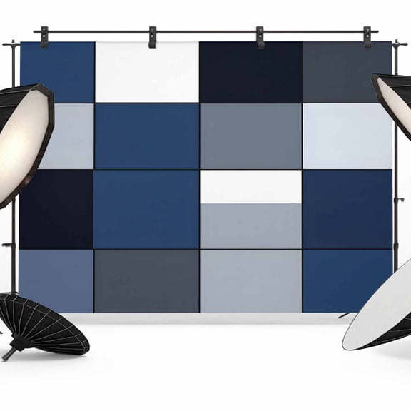 Navy Blue Black Backdrop for Photoshoot,Photography Photo Studio Background Wall Backdrop,Grey White Patchwork Abstract Geometric Back Drop Banner Panel for Portraits Wedding Live Streaming 8x6Ft