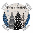 thumbnail image 1 of Navy Blue Black Christmas Tree Round Tablecloth for 36-44 Inch Tables,Fitted Table Cover with Elastic Edge,Xmas Tree Snowflake Rustic Waterproof Outdoor Table Cloth Protector for Patio Garden Dinner, 1 of 9