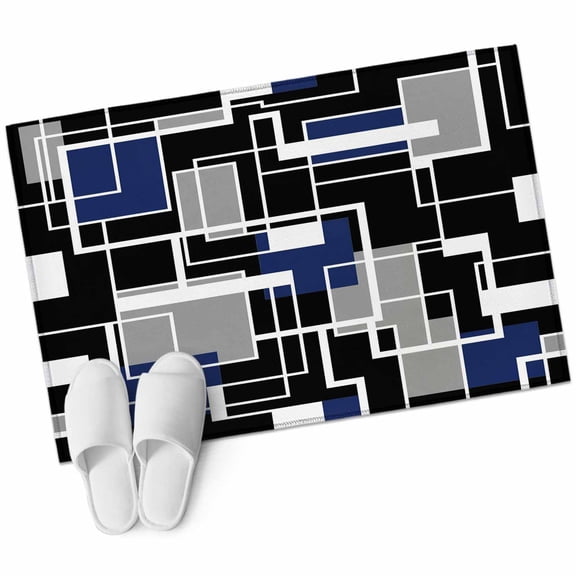 Navy Blue Black Geometric Area Rugs Collection 2'x3', Modern Color Block Abstract Non Slip Indoor Rectangle Throw Runner Rug Floor Mat Carpet for Living Room Dining Table Bedroom Nursery