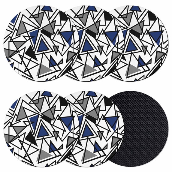 Navy Blue Black Geometric Coasters Set of 6, Absorbent Coasters for Drinks, Abstract Art Modern Line Coaster for Desk Coffee Table Protection, Home Decor House Warming Gifts 4"