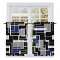thumbnail image 1 of Navy Blue Black Geometric Kitchen Curtains 54 Inch Length, Modern Color Block Abstract Tiers Curtains for Bathroom Bedroom Cafe, Light Filtering Small Window Treatment Short Drapes 2 Panels 42"Wx54"L, 1 of 8