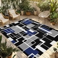 thumbnail image 1 of Navy Blue Black Geometric Outdoor Rug for Patio/Deck/Porch, Non-Slip Large Area Rug 4 x 6 Ft, Modern Color Block Abstract Indoor Outdoor Rugs Washable Area Rugs, Reversible Camping Rug Carpet Runner, 1 of 8