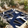 thumbnail image 1 of Navy Blue Black Geometric Outdoor Rug for Patio/Deck/Porch, Non-Slip Large Area Rug 6 x 9 Ft, Modern Art Abstract Grey Line Indoor Outdoor Rugs Washable Area Rugs, Camping Rug Carpet Runner, 1 of 8