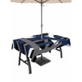 thumbnail image 1 of Navy Blue Black Geometric Outdoor Tablecloth - 52x70 Inch Rectangle Dining Table Cover, Modern Art Abstract Grey Line Waterproof Outdoor Table Cloth with Umbrella Hole & Zipper for Picnic/Patio/Party, 1 of 7