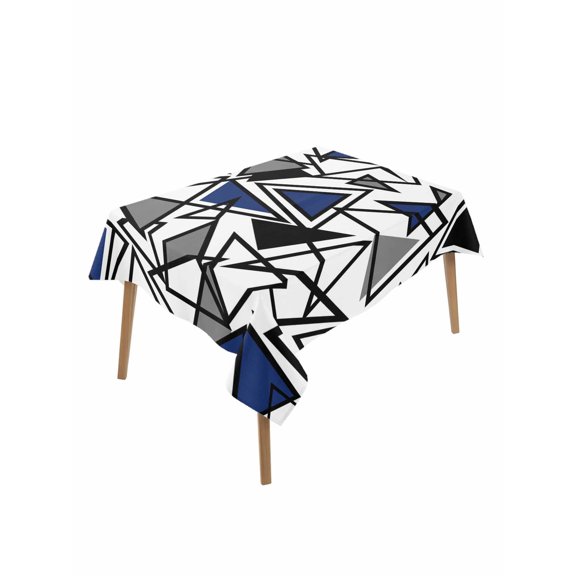 Navy Blue Black Geometric Rectangle Tablecloth, Abstract Art Modern Line Waterproof & StainResistant Tablecloth, Washable Oil-proof Table Cover for Dining/Party/Wedding/Camping/Buffet 52x70 In