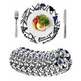 thumbnail image 1 of Navy Blue Black Geometric Round 13 Inch Placemats Set of 8, Abstract Art Modern Line HeatResistant Non Slip Place Mats for Dining Table, Wipeable Braided Kitchen Table Mats for Housewarming, 1 of 9