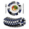 thumbnail image 1 of Navy Blue Black Geometric Round 13 Inch Placemats Set of 8, Modern Abstract Art Block HeatResistant Non Slip Place Mats for Dining Table, Wipeable Braided Kitchen Table Mats for Housewarming, 1 of 9