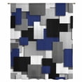 thumbnail image 1 of Navy Blue Black Geometric Sheer Curtains 45 Inches Long, Modern Abstract Art Block Light Filering Curtains, Breathable Simi Curtain Privacy Drapes for Kitchen Bathroom Small Window Treatment, 1 of 9