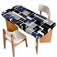 thumbnail image 1 of Navy Blue Black Geometric Table Cloths for 3 Foot Rectangle Tables, Modern Color Block Abstract Patio Waterproof Elastic Fitted Tablecloths, Washable Rectangular Table Cover for Camping, 1 of 8