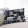 thumbnail image 1 of Navy Blue Black Geometric Throw Pillow Covers, Modern Color Block Abstract Soft Breathable Pillow Cases with Invisible Zipper for Sleeping, Standard Pillowcases for Couch Bed Sofa Chair 20x26 Inches, 1 of 9