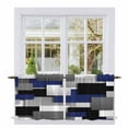 thumbnail image 1 of Navy Blue Black Geometric Tier Curtains 24 Inch Length, Modern Abstract Art Block Cafe Short Curtains for Bathroom Over Sink, Small Kitchen Curtain Light Filtering Tiered Drapes 2 Panels 27.5"Wx24"L, 1 of 8