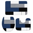 thumbnail image 1 of Navy Blue Black Grey Bath Mat 3 Piece Bathroom Rug Set, Modern Irregular Geometric Abstract Non Slip Bath Rug Contour Mat and Toilet Lid Cover, Absorbent Shower Mats Soft Bath Rugs and Mats Sets, 1 of 8