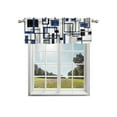 thumbnail image 1 of Navy Blue Black Grey Geometric Kitchen Curtain Valances for Windows Farmhouse Short Curtains, Middle Century Modern Abstract Art Rod Pocket Valance Curtain for Bedroom Cafe Living Room 56"x16", 1 of 8