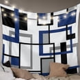 thumbnail image 1 of Navy Blue Black Grey Geometric Large Tapestry for Bedroom Wall Hanging Tapestry,Middle Century Modern Abstract Art Ceiling Backdrop Tapestries Poster Blanket Wall Decor for Living Room 86" x 104", 1 of 8