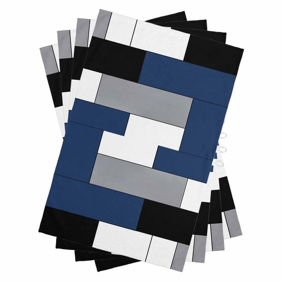 Navy Blue Black Grey Kitchen Towels Set of 4, Water Absorbent Dish Towel, Modern Irregular Geometric Abstract Decorative Hand Towels - Quick Drying Cloth for Cooking Baking, 18x28 Inch