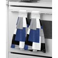 Navy Blue Black Grey Patchwork Abstract Art Hand Towel Wipe Dishcloths