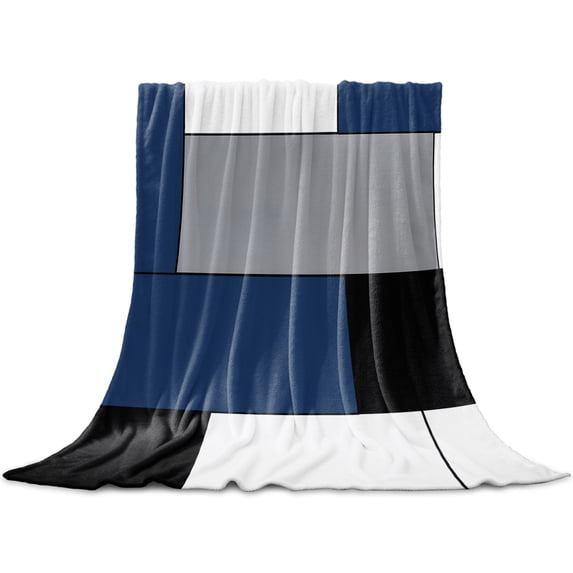 Navy Blue Black Grey Throw Blanket for Couch,Soft Lightweight Flannel Fleece Blanket,Modern Irregular Geometric Abstract Microfiber Plush All Season Decorative Blankets for Sofa Office Travel 40"x50"