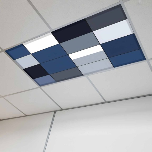 Navy Blue Black Magnetic Fluorescent Light Covers for Ceiling Lights 2x4Ft,Grey White Patchwork Abstract Geometric Office Classroom Kitchen Drop Ceiling Light Covers Filters Shade Panel 1Pack