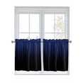 thumbnail image 1 of Navy Blue Black Ombre 2 Panel Kitchen Curtains for Small Windows, Modern Abstract Striped Gradient Bathroom Tier Curtain, Short Window Treatment for Bedroom/Living Room 55"x36", 1 of 6