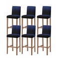 thumbnail image 1 of Navy Blue Black Ombre Bar Stool Covers Set of 6, Modern Abstract Striped Gradient Stretch Washable Bar Chair Covers with Backs, Removable Pub Counter Height Chair Cover for Kitchen Dining Room Cafe, 1 of 7