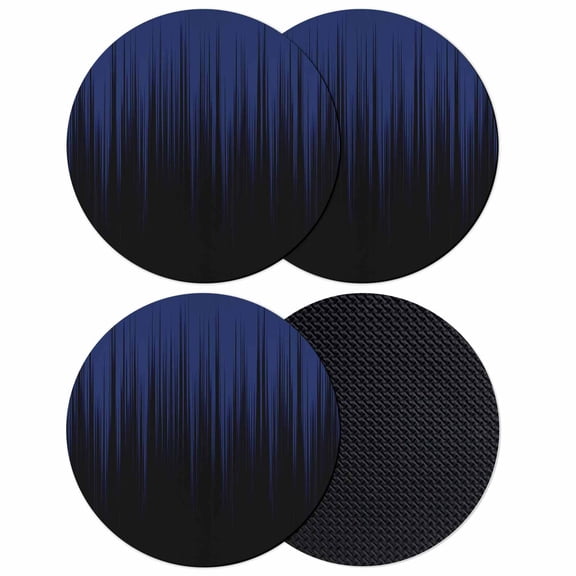 Navy Blue Black Ombre Coasters Set of 4, Absorbent Coasters for Drinks, Modern Abstract Striped Gradient Coaster for Desk Coffee Table Protection, Home Decor House Warming Gifts 4"