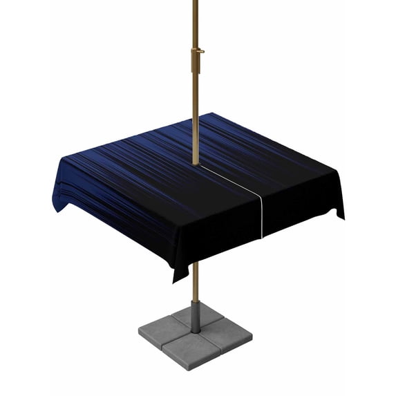Navy Blue Black Ombre Outdoor Tablecloth - 54x54 Inch Square Dining Table Cover, Modern Abstract Striped Gradient Waterproof Outdoor Table Cloth with Umbrella Hole & Zipper for Picnic/Patio/Party