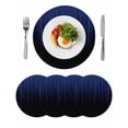 thumbnail image 1 of Navy Blue Black Ombre Round 15 Inch Placemats Set of 4, Modern Abstract Striped Gradient HeatResistant Non Slip Place Mats for Dining Table, Wipeable Braided Kitchen Table Mats for Housewarming, 1 of 9