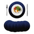 thumbnail image 1 of Navy Blue Black Ombre Round 15 Inch Placemats Set of 6, Modern Abstract Striped Gradient HeatResistant Non Slip Place Mats for Dining Table, Wipeable Braided Kitchen Table Mats for Housewarming, 1 of 9