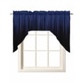 thumbnail image 1 of Navy Blue Black Ombre Swag Valances for Windows, Small Curtains Drapes, Modern Abstract Striped Gradient Kitchen Window Curtains Over Sink Window Treatment Valance for Bedroom/Bathroom 56"x36", 1 of 5