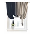 thumbnail image 1 of Navy Blue Black Stripe Tie Up Curtains for Window, Thermal Insulted Balloon Shade Adjustable Rod Pocket Curtains Valance Panels for Kitchen Bathroom Cafe 42 x 63 Contemporary Clean-lined Abstract, 1 of 6