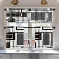 thumbnail image 1 of Navy Blue Blackout Kitchen Curtains Tiers and Valances Set 3 Piece for Windows Grey and Black Kitchen Window Curtains Set,Geometric Modern Art Valances for Living Room(36" Tiers Set), 1 of 5
