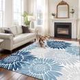 thumbnail image 1 of Navy Blue Blue Gray Sunflowers Large Area Rugs 5x8 ft Abstract Blooming Floral Washable Rug Non Slip Indoor Carpet Absorbent Floor Mat for Living Room Bedroom Dining Room, 1 of 9