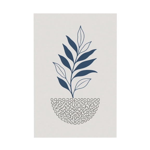 Navy Blue Boho Abstract Geometric Botanical Lines Canvas Wall Art for Bathroom Bedroom Office 12*18in