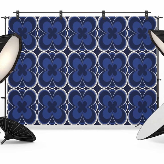 Navy Blue Boho Backdrop for Photoshoot,Photography Photo Studio Background Wall Backdrop,Farmhouse Abstract Floral Aesthetic Back Drop Banner Panel for Portraits Wedding Party Live Streaming 8x6Ft