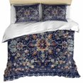 thumbnail image 1 of Navy Blue Boho Bedding 3 Piece Duvet Cover Set Full Size, Abstract Art Ethnic Vintage Geometric Soft Microfiber Comforter Cover with Zipper Closure & Pillowcases, Wrinkle & FadeResistant Quilt Cover, 1 of 9