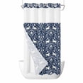 thumbnail image 1 of Navy Blue Boho Elk No Hook Shower Curtain Waterproof, Bathroom Curtains with Snap in Liners and See Through Top Window, Middle Century Vintage Botanical Hotel Style Bathtub Curtains Shower 36"Wx78"L, 1 of 8