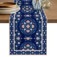 thumbnail image 1 of Navy Blue Boho Floral Table Runner 90 Inches Long,Ethnic Tribe Farmhouse Artwork Cotton Linen Table Runners Dresser Scarves,Fabric Tabletop Scarf Furniture Cover for Home Dinner Party 13"x90", 1 of 9