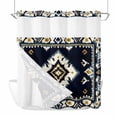 thumbnail image 1 of Navy Blue Boho No Hook Shower Curtain Waterproof, Bathroom Curtains with Snap in Liners and See Through Top Window, Ethnic Art Geometric Southwestern Hotel Style Bathtub Curtains Shower 66"Wx72"L, 1 of 8