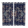 thumbnail image 1 of Navy Blue Boho Kitchen Curtains 63 Inch Length, Abstract Art Ethnic Vintage Geometric Grommet Top Bedroom Living Room Curtains, Light Filtering Cafe Curtain Drapes 2 Panels Set 84''x63'', 1 of 9