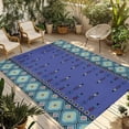 thumbnail image 1 of Navy Blue Boho Outdoor Rug for Patio/Deck/Porch, Non-Slip Large Area Rug 5 x 7 Ft, Vintage Ethnic Tribe Abstract Art Retro Indoor Outdoor Rugs Washable Area Rugs, Reversible Camping Rug Carpet Runner, 1 of 8