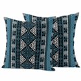 thumbnail image 1 of Navy Blue Boho Outdoor Waterproof Pillow Covers, Geometric Vintage Abstract Art Ethnic Tribe Decorative Square Throw Pillowcase Sofa Cushion Sham for Patio/Couch/Chair, 16"x16" 2 Pack, 1 of 8